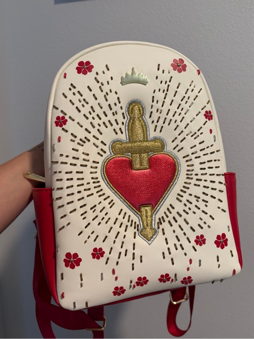 Snow white loungefly White and Red Heart Dagger Accent Mini Backpack - Women